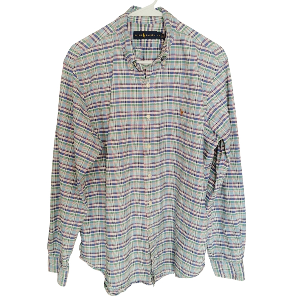 Ralph Lauren Blue Label Classic Long Sleeve Button Down Preppy Shirt Size L